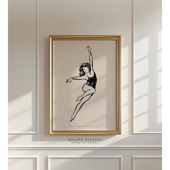 Ballerina Line Art Print Minimalist Ballet Dancer, Unframed Paper Poster 11x14in