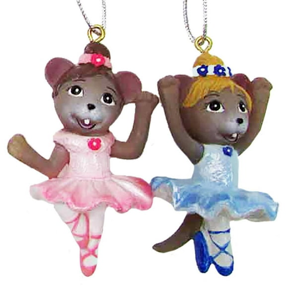 Ballerina Mouse Ornaments Set of 2 2 inch -by Nutcracker Ballet Gifts