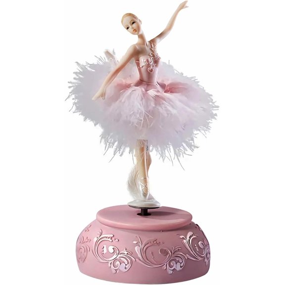 Ballerina Music Box Figurine Plays Swan Lake Tune, Musical Figure Hand-Painted Feather Skirt Ballet Recital Gift for Daughter Granddaughter Girls Wife Birthday