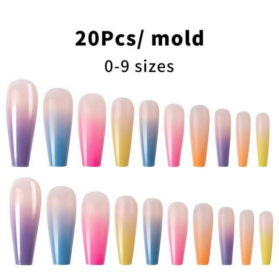Ballerina Ombre Long Coffin Glossy Fake Nails Press On