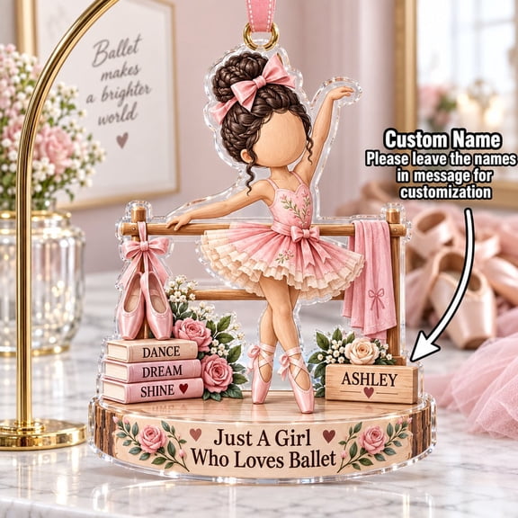 Ballerina Ornament, Personalized 2-Layer Acrylic Tree Hanging Dance Gift