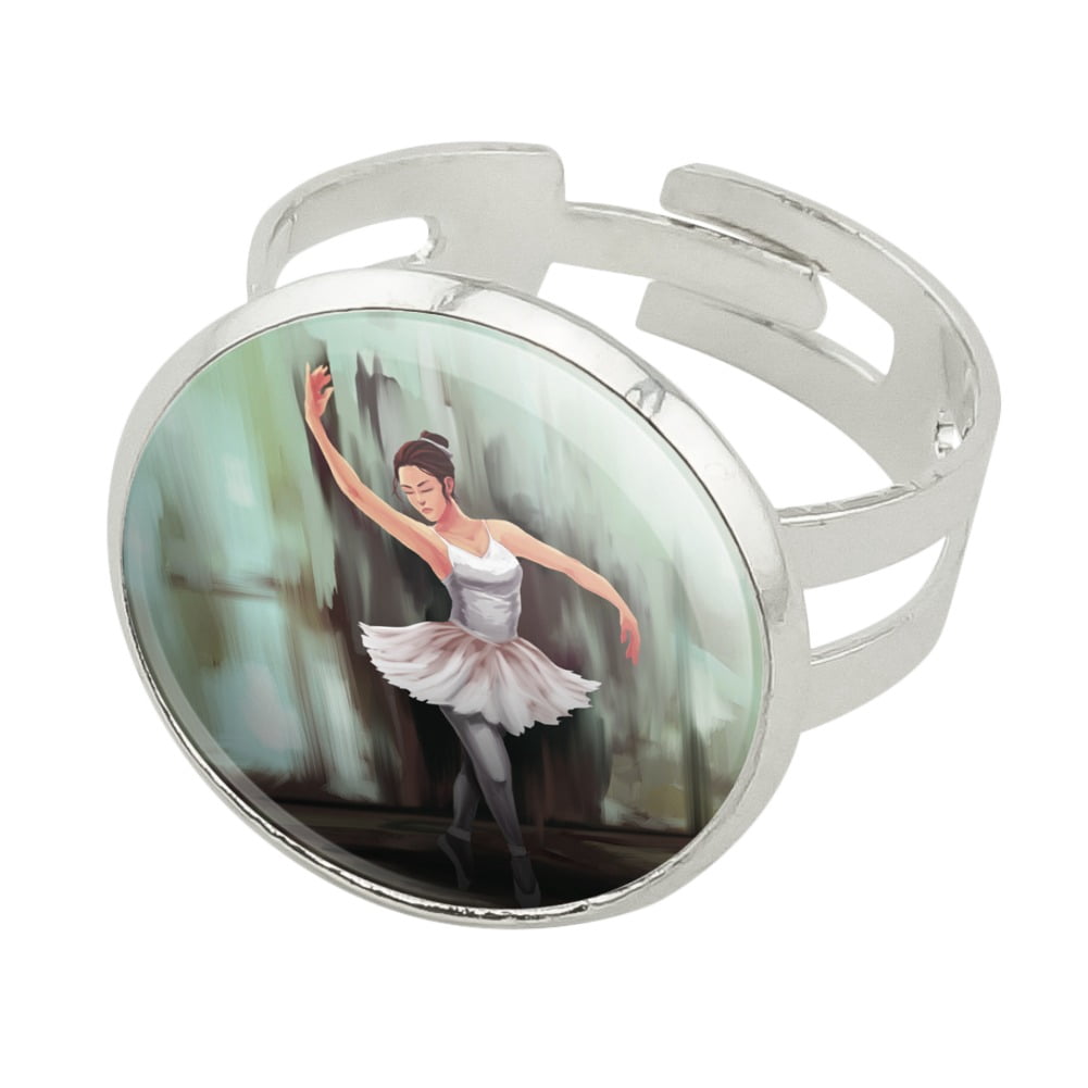 Ballerina Painting Silver Plated Adjustable Novelty Ring - Walmart.com