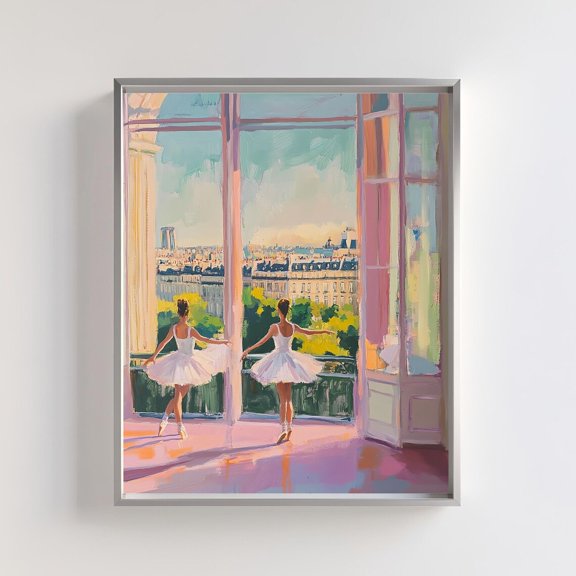 Ballerina Paris Cityscape Art Graceful Ballet Dance Decor Unframed Paper Print
