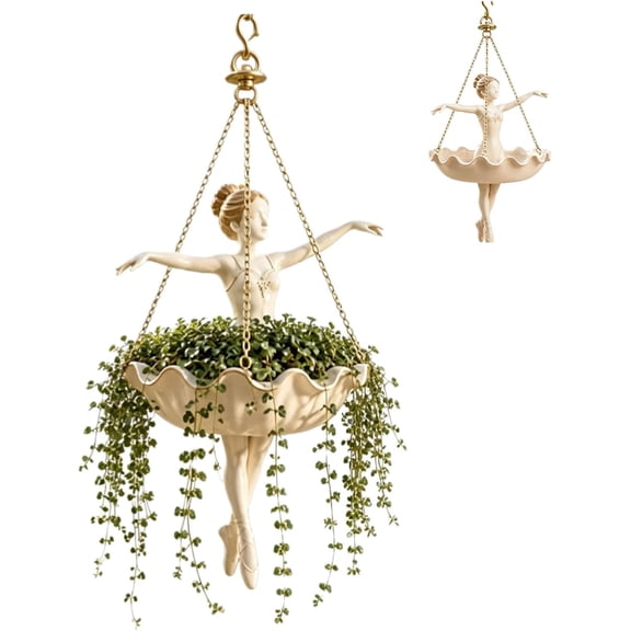 Ballerina Plant Pot, 9 Inch Whimsical Ballerina Flower Pot for Succulents Spider Plants, Indoor Outdoor Garden Decor, Dance Teacher Gift 1/2 Pack (White 1PC)