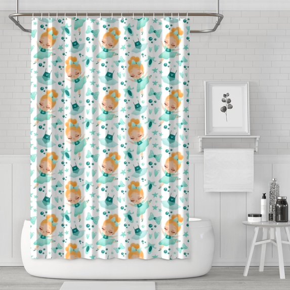 Ballerina Princess Pattern Shower Curtain 72"x72" ,Bathroom Decorative Shower Curtains Set with 12 Hooks,Modern Waterproof Washable Shower Curtain