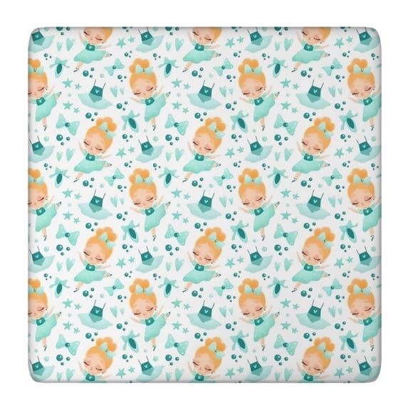 Ballerina Princess Pattern Square Fitted Tablecloth with Elastic Edge,Square Table Cover,Washable Elastic Table Cover for Home Kitchen Party Decor 36"x36"