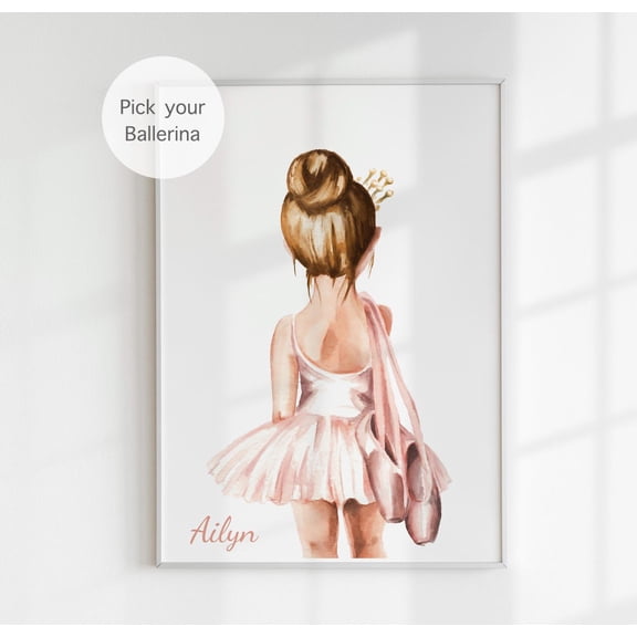 Ballerina Princess Print, Ballet Dancer Poster, Unframed Paper Poster 8x10in