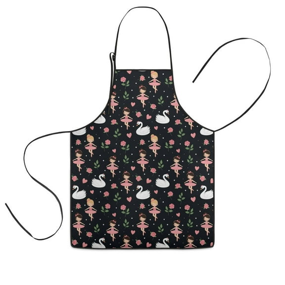 Ballerina Princess Swan Pattern Kids Aprons for Girls and Boys,Adjustable Neck Strap Toddler Aprons for Kids Cooking Baking