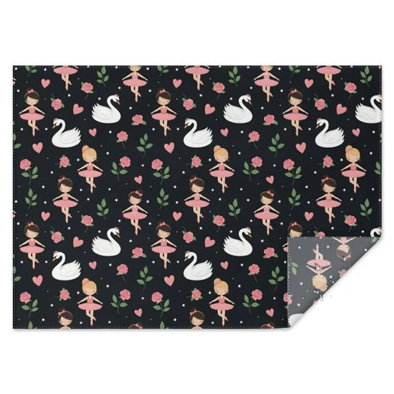 Ballerina Princess Swan Pattern Rectangle Tablecloth 60"x84",Waterproof Polyester Rectangle Table Cloth, Wipeable Spillproof Polyester Tablecloth for Dining, Camping, Indoor and Outdoor