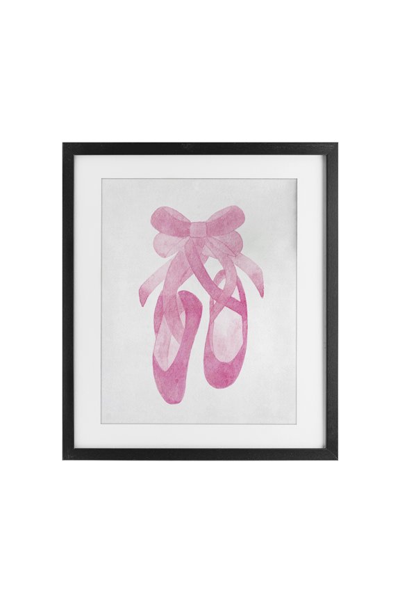 Industries Ballerina Shoes Watercolor Black Framed Print Under Glass, design by Camila Juncos, 16 x 13