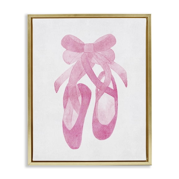Stupell Industries Ballerina Shoes Watercolor Gold Framed Floater Canvas Wall Art, design by Camila Juncos, 21 x 17