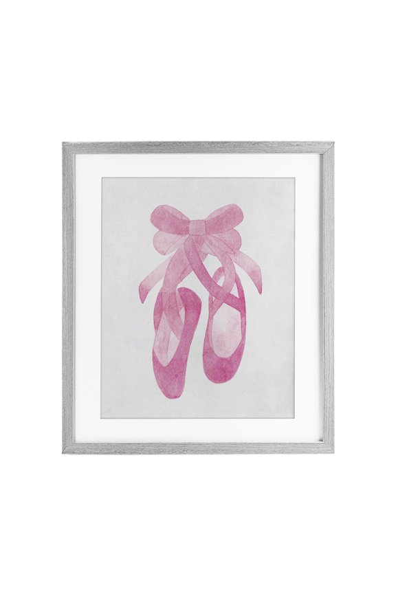 Industries Ballerina Shoes Watercolor Gray Framed Print Under Glass, design by Camila Juncos, 21 x 17