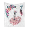 thumbnail image 1 of Ballerina Soft Flannel Fleece Blanket, Painting Illustration of Girl with Floral Head Wear and Fluffy Pastel Toned Tutu, Cozy Plush for Indoor and Outdoor Use, 70" x 90", Multicolor, by Ambesonne, 1 of 5