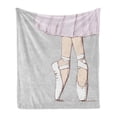 thumbnail image 1 of Ballerina Soft Flannel Fleece Throw Blanket, Balanced Legs of Points Dancer Slender Art of Dance, Cozy Plush for Indoor and Outdoor Use, 50" x 70", Champagne Umber, by Ambesonne, 1 of 6