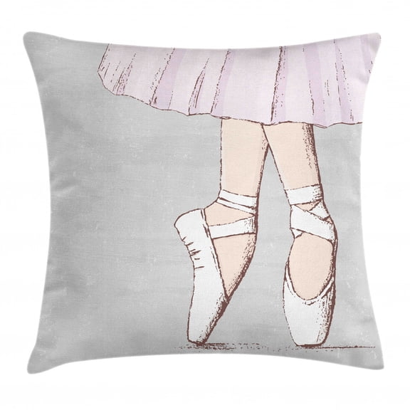Ballerina Throw Pillow Cushion Cover, Balanced Legs of Points Dancer Slender Art of Dance, Decorative Square Accent Pillow Case, 16" X 16", Champagne Umber Pale Mauve Pale Taupe, by Ambesonne