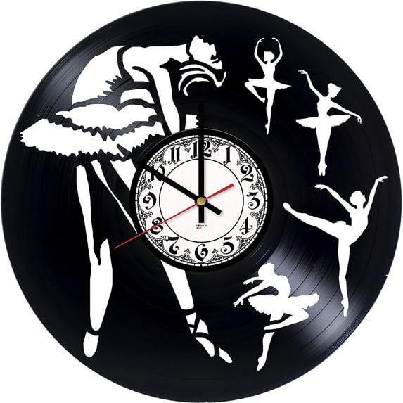 Ballerina Vinyl Wall Clock,Vinyl Record Clock Wall Art Unique Bedroom kitchen kid Room Decorations Handmade Gift 12 inches