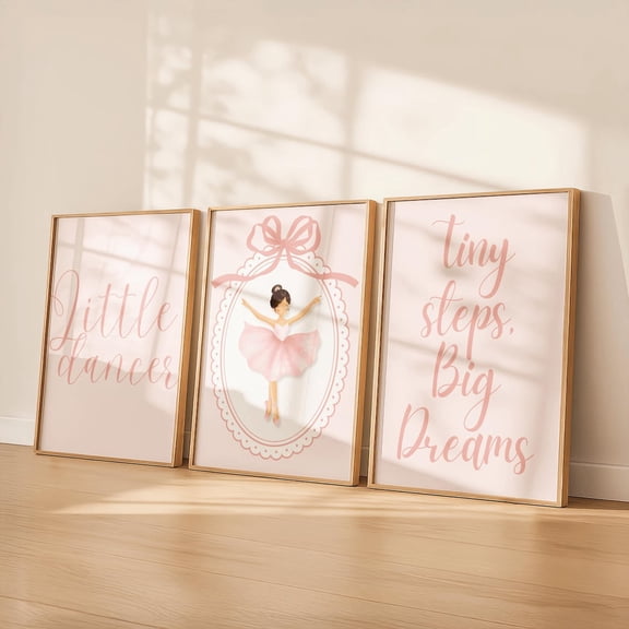 Ballerina Wall Art Little Dancer Nursery Girls Bedroom Decor Pink Ballet Room Art, Stretched Canvas