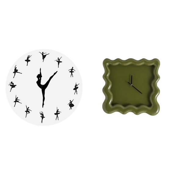 Ballerina Wall Clock Dancing Decor Silent Movement Square Shape Accurate Time for Bedroom Kitchen Office