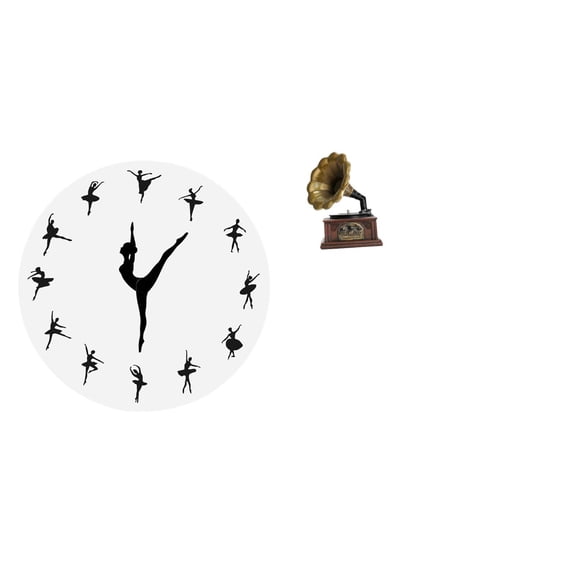Ballerina Wall Clock Decorative Figurine Timepiece Vintage Resin Collectible for Bedroom Dining Room