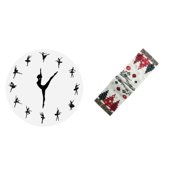 Ballerina Wall Clock Decorative Table Runner Silent Mute Movement Polyester Material for Christmas Home Decor