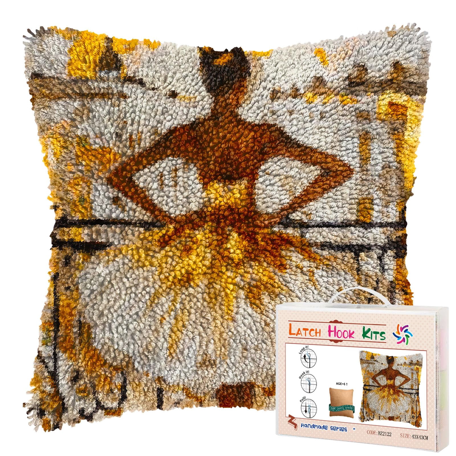 Ballerina Woman Stand on Balcony DIY Latch Hook Pillow Kits for Adults Printed Pillowcase Crochet Yarns Hooking Handmade Pillow Cover Cushion for Home Sofa Decoration 17x17inch