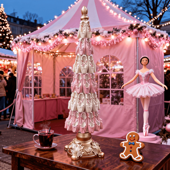 7.87in Ballet Ornaments for Christmas Tree, Pink Ballerina Shoe Christmas Tree Ornament Hand Finished Resin Ballet Themed Holiday Decoration with Glitter Accents for Festive Home Decor | Pink