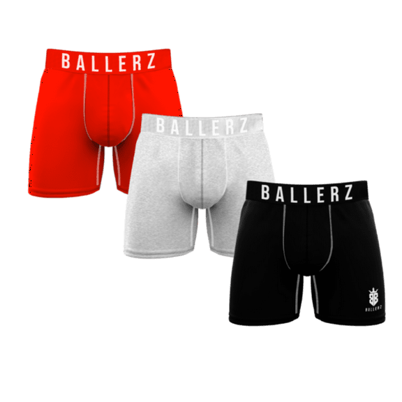 Ballerz No Fly Ball Hammock Underwear for Men, 3 Pack | Anti Chafing Men’s Boxer Briefs with Pouch for Balls and Support | Cooling Moisture Wicking American Made Athletic Boxer Briefs for Men