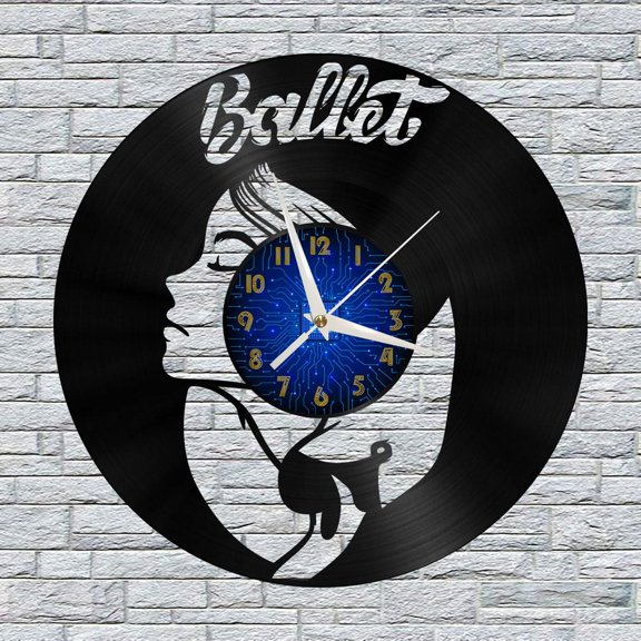 Ballet 12 Inch Vinyl Record Wall Clock - Silent, Creative, and Unique Clock for Living Room, Entryway, or Bedroom Decor - Perfect Gift Idea(12 inchs B without LED)