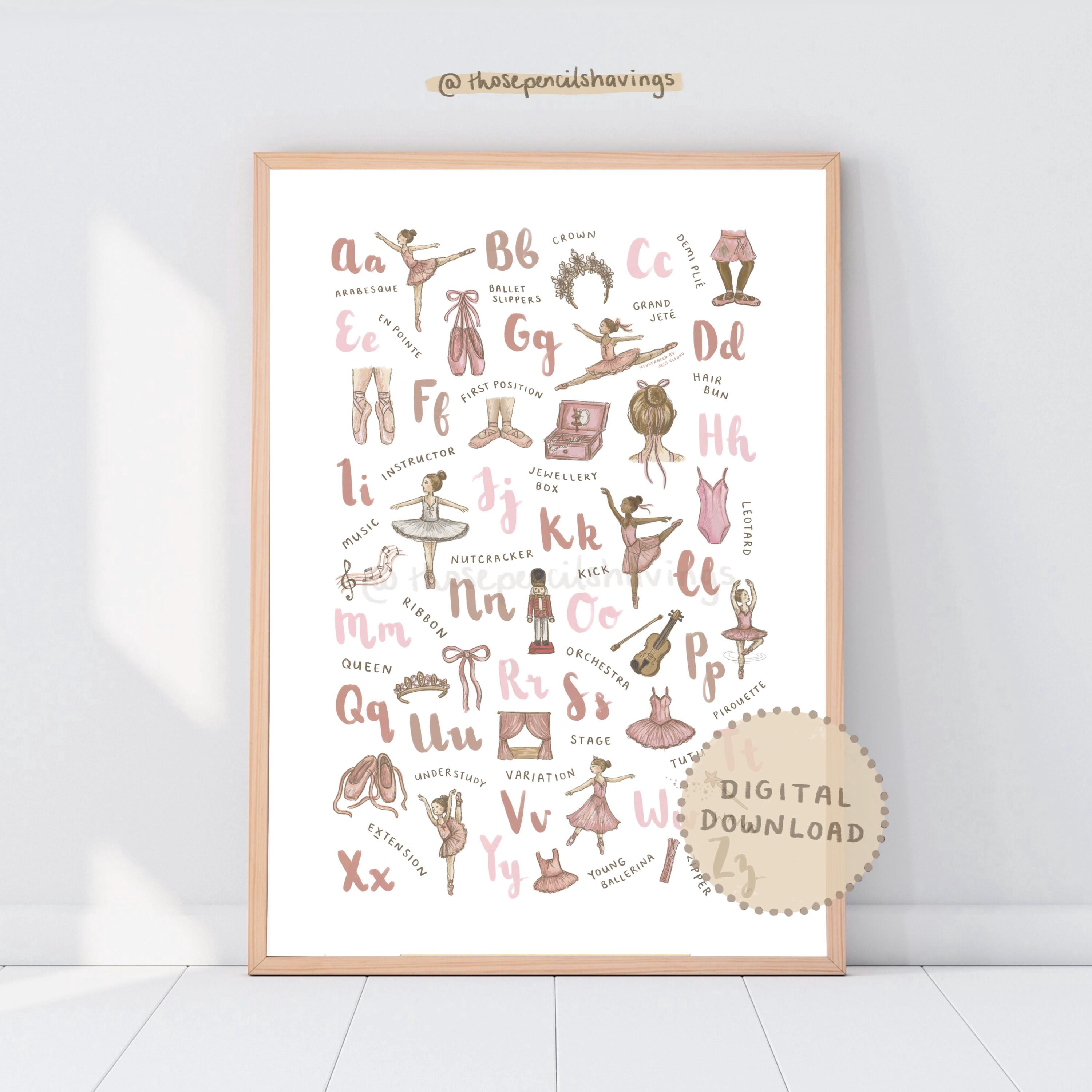 Ballet Alphabet A-Z Ballerina Dance Nursery Poster , Poster Print Only ...