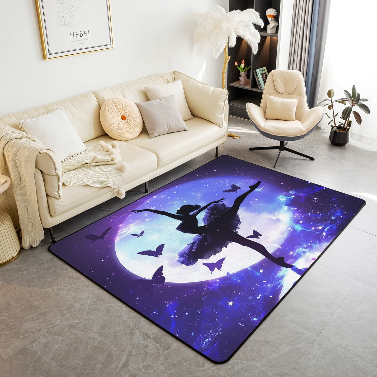 Girls Ballet Area Rugs 5x7,Ballet Dancer Indoor Floor Mat for Playroom ...