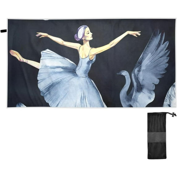 Ballet Ballerina Symbols Beach Towel 31" x 71", Quick Dry Bath Towel Super Absorbent Lightweight Travel Towel for Beach Yoga Swim Sport Camping Holiday
