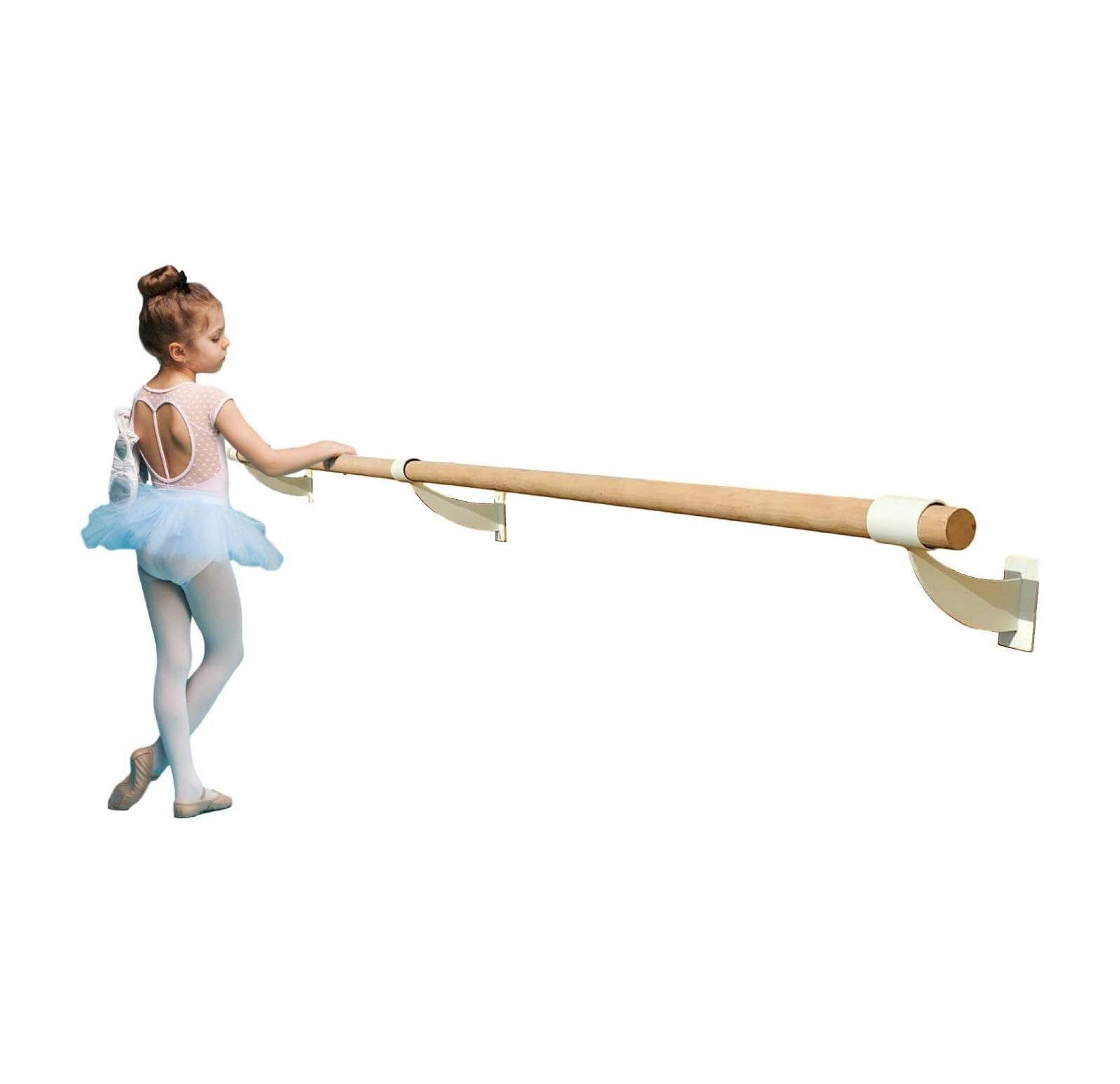 Ballet Barre Single Bar 3 FT Long 1.5” Diameter White for Kids and