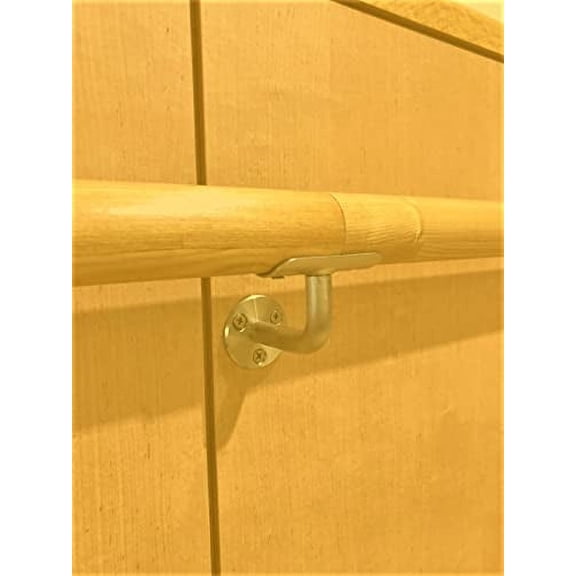 Ballet Barre Single Bar 4 FT Long 2.0 Diameter, Kids and Adults | Open Gold Bracket Mounted Fixed Height Wooden Ballet Barre | Home or Studio Ballet Bar, Dance Bar, Stretch Bar, Dancing/Stretching