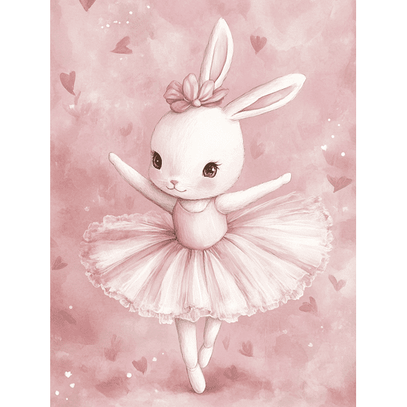 Ballet Bunny Canvas Art/Wall ArtSuitable for Living RoomBedroomNurseryKids RoomDance Studio Decoration.