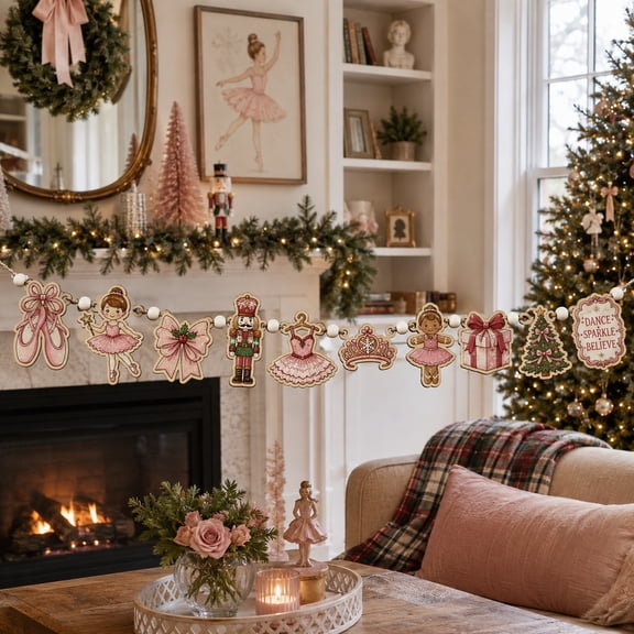 Ballet Christmas Bow Wooden Garland for Dancer Holiday Decor