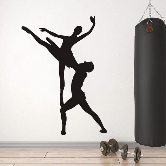 Ballet Couple Wall Decal Sport Dancing Silhouette Vinyl Window Stickers Teenage Girls Bedroom Dance School Interior Decor 42x30cm