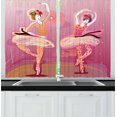 thumbnail image 1 of Ballet Curtains 2 Panels Set, Ballet Dancers in Colorful Clothes Performing on the Stage Hand-Drawn Image Print, Window Drapes for Living Room Bedroom, 55W X 39L Inches, Multicolor, by Ambesonne, 1 of 2