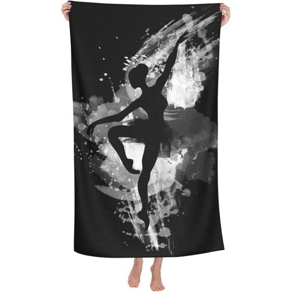 Ballet Dance Black and White Microfiber Beach Towels Oversized Soft Beach Blanket Absorbent Quick Dry Bath Towels Pool Towels Travel Beach Towels for Kids Adults