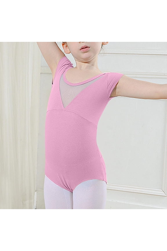 Ballet Dance Bodysuits for Girls 5-18Y Teens Juniors Short Sleeve Jumpsuits Shorts Casual One-Piece Solid Stretchy Workout Bodysuit Short
