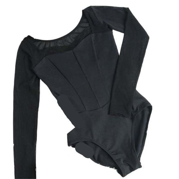 Ballet Dance Leotard Gymnastic Costume For Lace Collar Waist Length Sleeves Bodysuit Gymnastics Performance