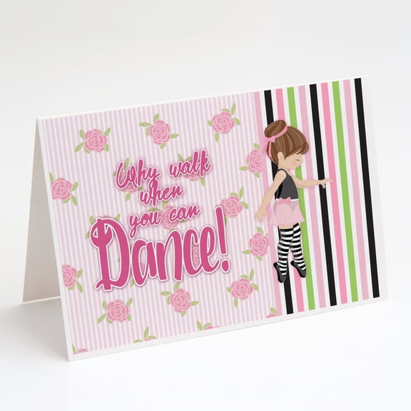 Ballet Dance Stripes Brunette Greeting Cards and Envelopes Pack of 8