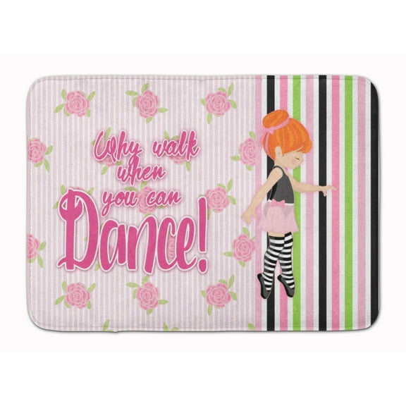 Ballet Dance Stripes Red Hair Machine Washable Memory Foam Mat