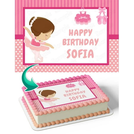Ballet Dancer Ballerina Dance Pink BDP Edible Image Cake Topper Birthday Sheet Banner 1/4 Sheet