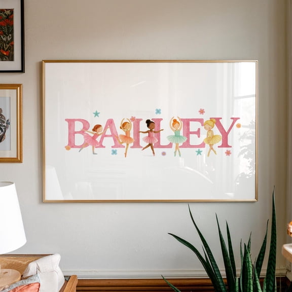 Ballet Dancer Ballerina Name Illustration: Girls Room Decor, New Baby,, Unframed Poster Size 8x12