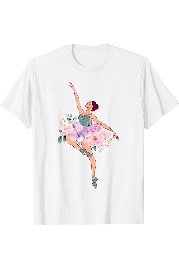 Ballet Dancer Dance Girl Ballerina Flower Floral T-Shirt, Vintage Birthday Gift