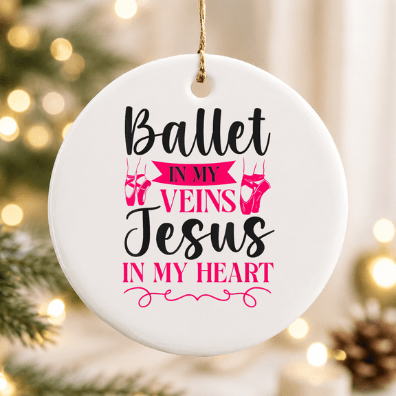 Ballet Dancer Dance Girl Ballerina Jesus Faith Christian Christmas Ornament, Holiday Keepsake Gift, Ceramic Ornament