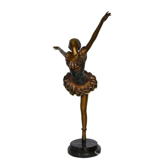 Ballet Dancer Dancing on one Leg Bronze Statue - Size: 35"L x 14"W x 47"H.
