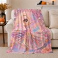 thumbnail image 1 of Ballet Dancer Fantasy Floral Illustration, Festive Holiday Scene, Warm Flannel Blanket for Sunroom and Reading Nook, Art Lovers Valentine's Day Gift, Fantasy Home Decor, 1 of 9