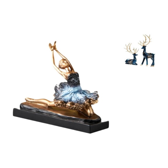 Ballet Dancer Figurine Reindeer Statue Elk Deer Ornament Resin Material Artistic Gift for Family Friends Home Decor