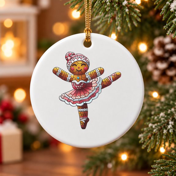 Ballet Dancer Gingerbread Christmas Dance Teacher Ceramic Ornament